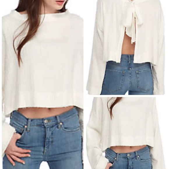 Free People Tops - Free People | Textured Crop Blouse w SplitTie Back